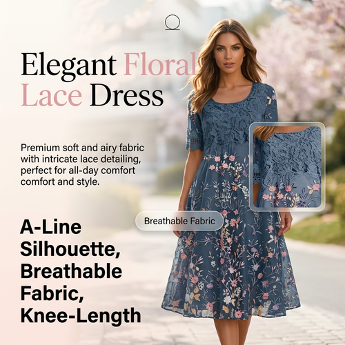 Lace Floral Patchwork A-Line Dress