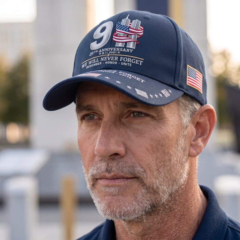 9/11 25th Anniversary We Will Never Forget Printed Memorial Baseball Cap – Unisex Patriotic Memorial Hat🧢