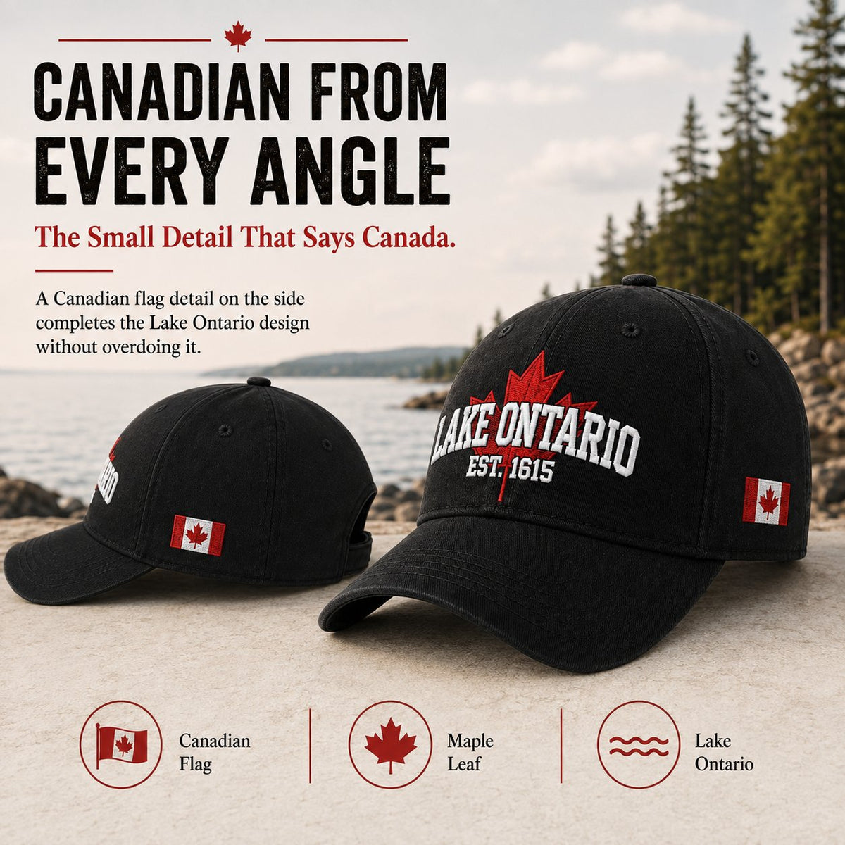🍁Lake Ontario Forever – Heritage Embroidered Cap (🧢100% Cotton)
