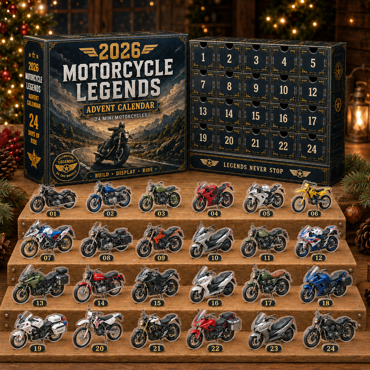 🎁 2026 Motorcycle Legends Advent Calendar | 24‑Day Mini Motorcycle Model Collection(2D-Modelle)