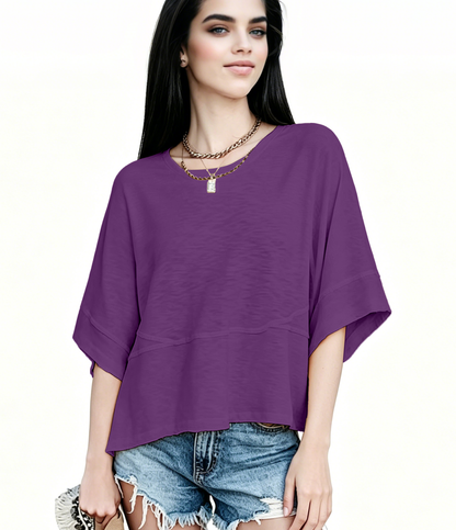 New Arrivals! ☀️ Women's Summer Casual Crewneck Batwing Top – Loose Fit, Cute & Breezy 🌸