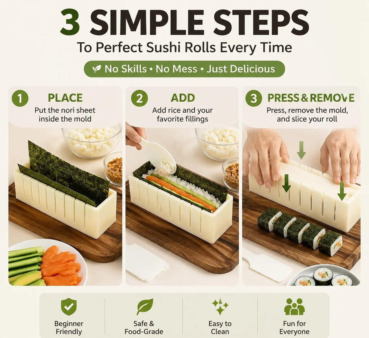 🍣 Sushi Maker Mold – Perfect Homemade Rolls Made Easy