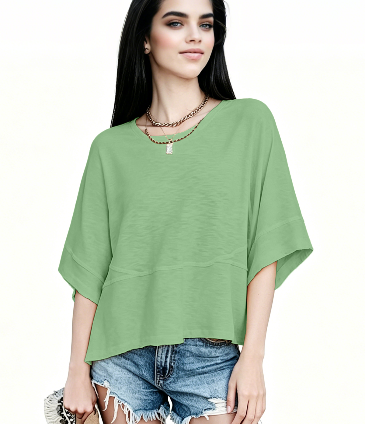 ☀️ Women's Summer Casual Crewneck Batwing Top – Loose Fit, Cute & Breezy 🌸