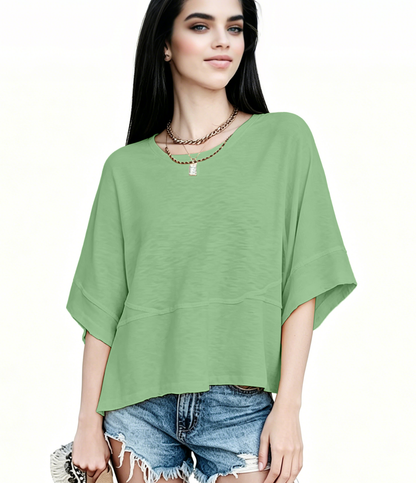 ☀️ Women's Summer Casual Crewneck Batwing Top – Loose Fit, Cute & Breezy 🌸