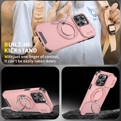 Case with Slide Camera Cover & Rotatable Ring Kickstand, Grade Shockproof Protective Case for iPhone