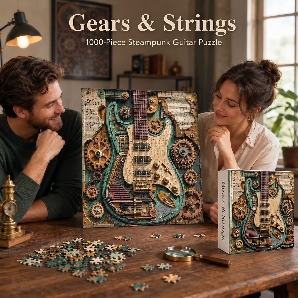 🎸 Gears & Strings 1000-Piece Steampunk Guitar Puzzle ⚙️✨