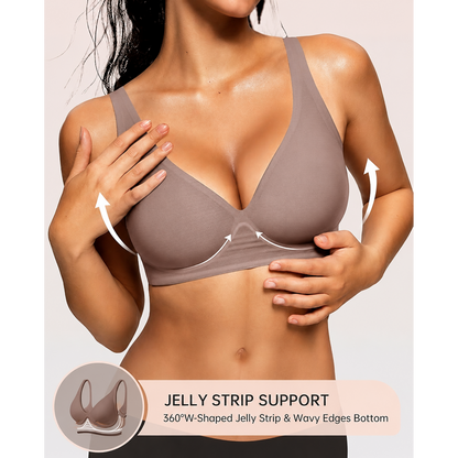 🎁🔥Womens Comfortable Wireless Bras Push Up Bralettes Seamless Tshirts Bras Deep V Everyday Bras