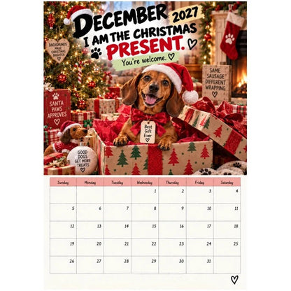 2027 Funny Dachshund Wall Calendar – Sarcastic Sausage Dog Calendar, A4 Monthly Dog Lover Gift