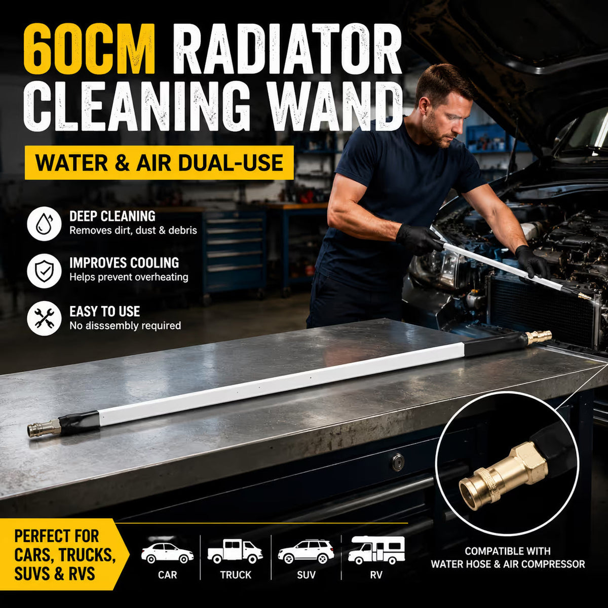 🚗 60cm Thickened Radiator Cleaning Wand
