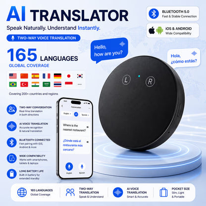 AI Pocket Translator – Real-Time Two-Way Voice Translation in 165+ Languages