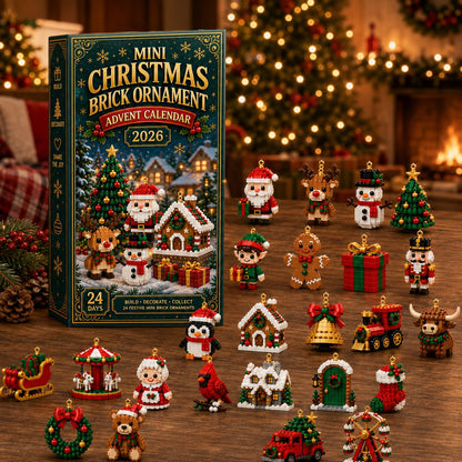 🎄24-day mini Christmas calendar with building blocks | 24 unique Christmas motifs that can be assembled, with hanging loops for Christmas trees, garlands and festive decorations 🧱