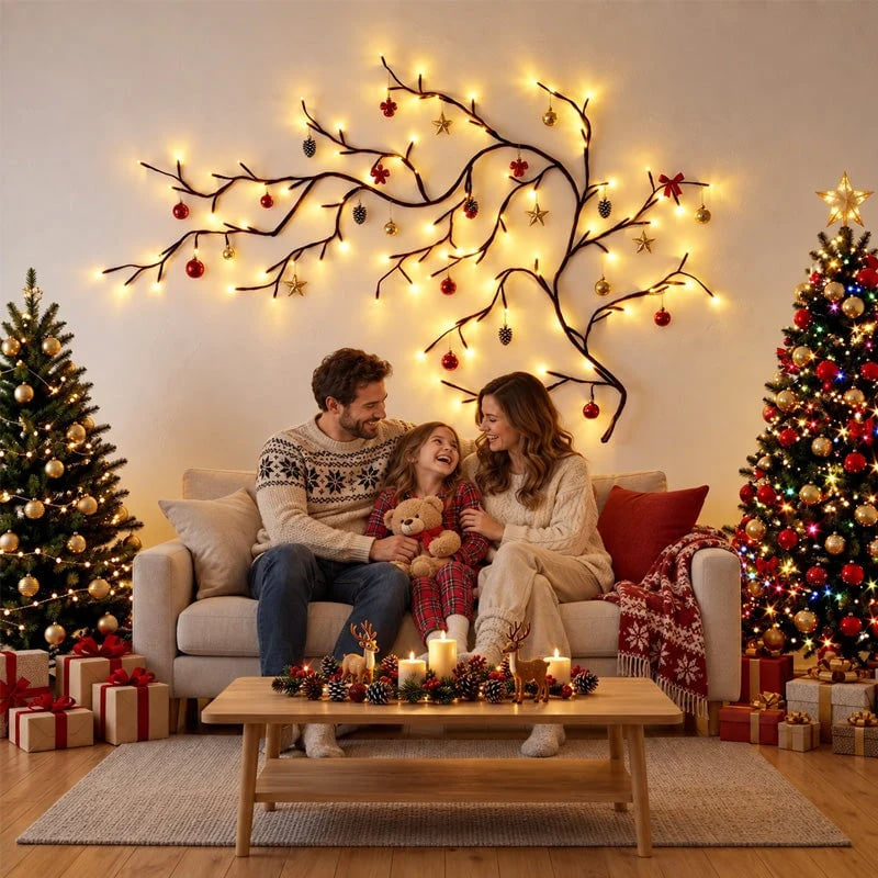 ✨ Flexible LED Lighted Branches | Remote-Controlled Wall Décor for Holidays