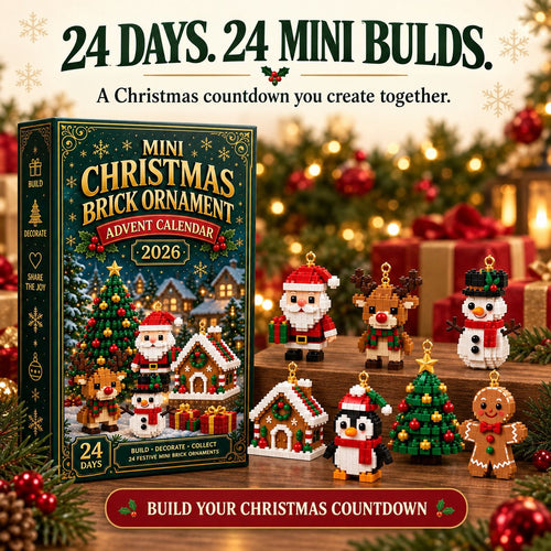 🎄24-day mini Christmas calendar with building blocks | 24 unique Christmas motifs that can be assembled, with hanging loops for Christmas trees, garlands and festive decorations 🧱