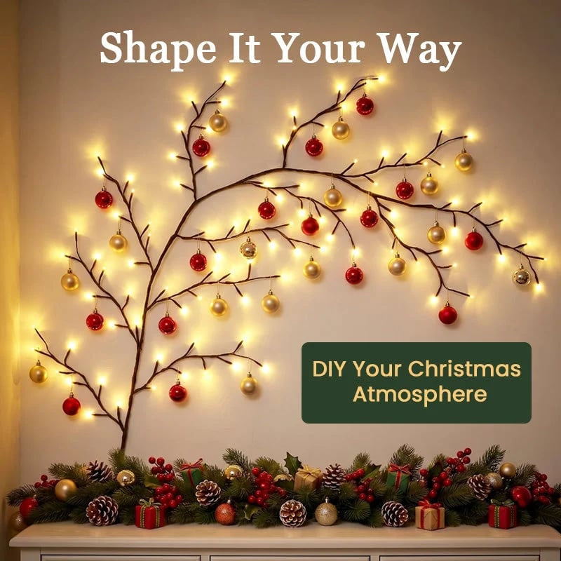 ✨ Flexible LED Lighted Branches | Remote-Controlled Wall Décor for Holidays