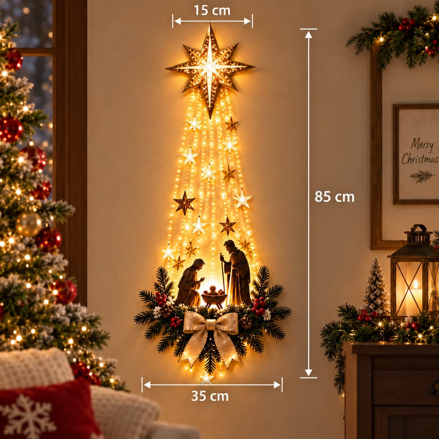 ✝️ Bethlehem Star of Faith– Lighted Nativity Wall Decor