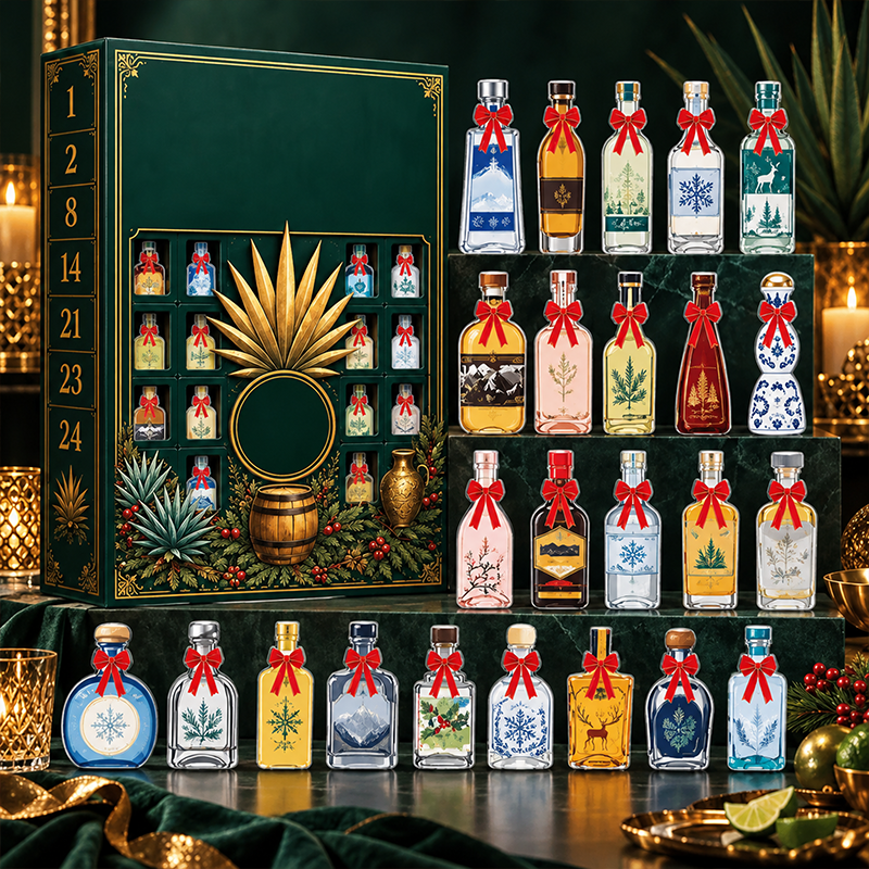 🎁✨ 24-Day Mini Tequila Bottle Advent Calendar – Holiday Countdown, Bar Decor & Collector Gift