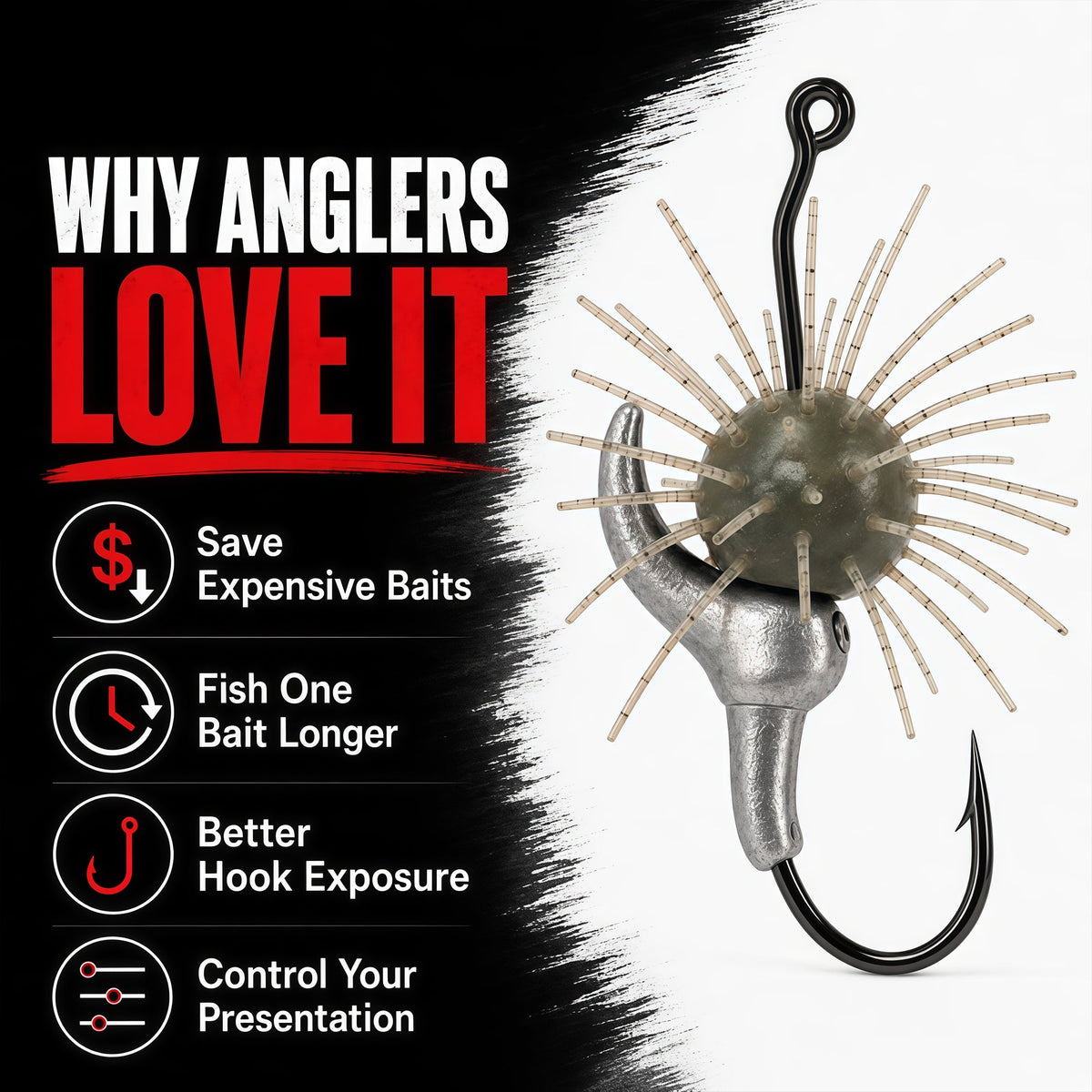 Urchin Saddle Fishing Rig – 4 Pack 🎣 Bait-Saving 5/0 Hook System with Adjustable Sink Rate