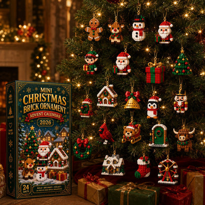 🎄24-day mini Christmas calendar with building blocks | 24 unique Christmas motifs that can be assembled, with hanging loops for Christmas trees, garlands and festive decorations 🧱