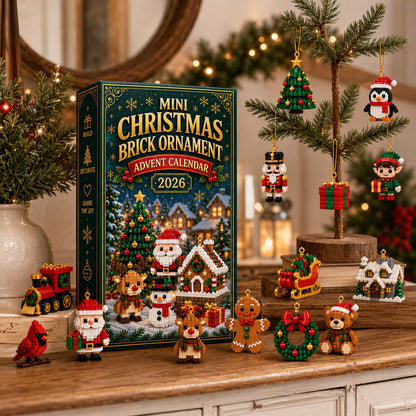🎄24-day mini Christmas calendar with building blocks | 24 unique Christmas motifs that can be assembled, with hanging loops for Christmas trees, garlands and festive decorations 🧱