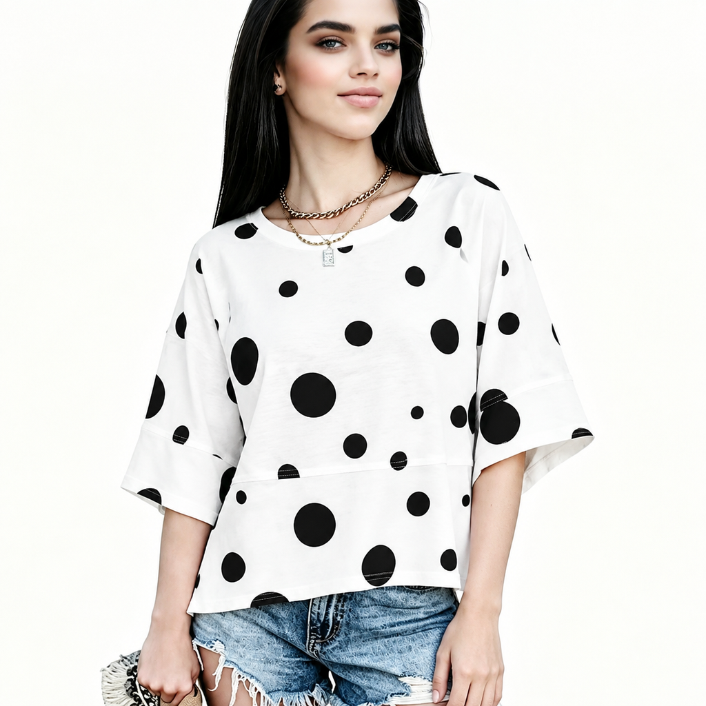 ☀️ Women's Summer Casual Crewneck Batwing Top – Loose Fit, Cute & Breezy 🌸