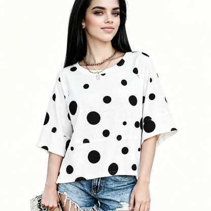 ☀️ Women's Summer Casual Crewneck Batwing Top – Loose Fit, Cute & Breezy 🌸