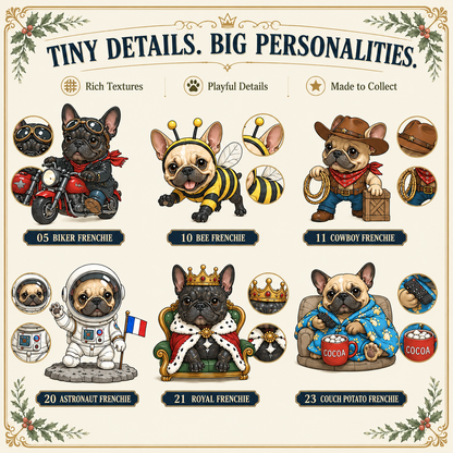 🐶 French Bulldog-Themed 24-Day Christmas Countdown Calendar | 24 unique, collectible Frenchie figurines—each with its own distinct pose and personality—delivering a festive surprise every day 🎄✨ Flat acrylic version