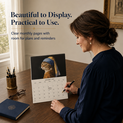 🐱 2027 Cat Art Calendar — 12 Masterpieces Reimagined With A Curious Feline Twist