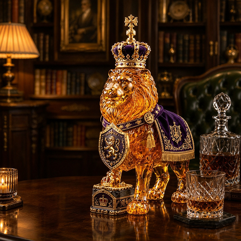 🌎🔥👑Crown 87th Anniversary Royal Lion Whiskey Bottle