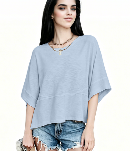 New Arrivals! ☀️ Women's Summer Casual Crewneck Batwing Top – Loose Fit, Cute & Breezy 🌸