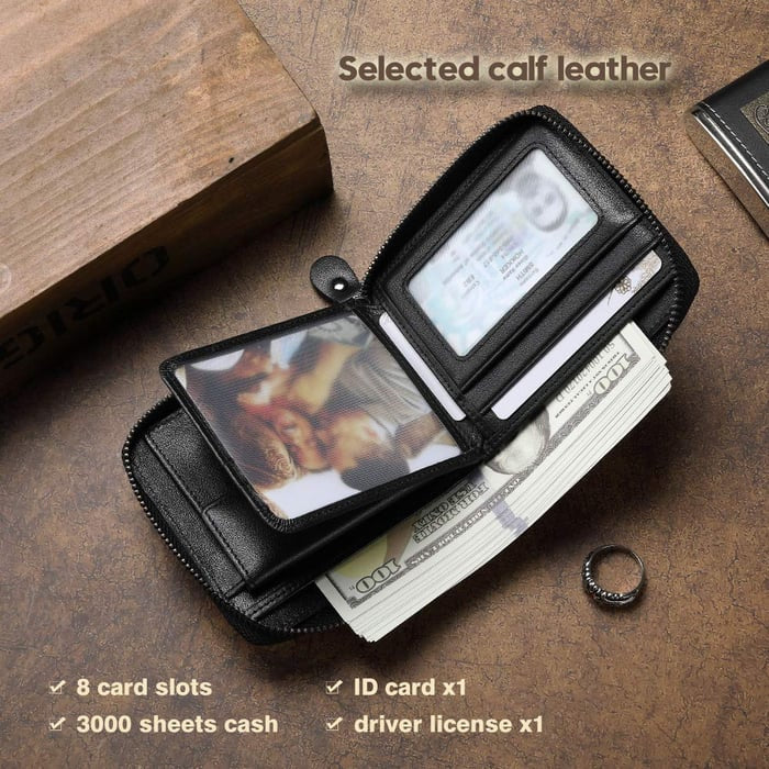 Men’s Full-Zip Calf Leather Pocket Organizer