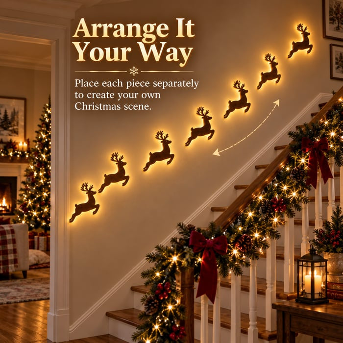 🎄Light‑Up Christmas Wall Decor, 7‑Piece Decoration Set, 6 Design Options