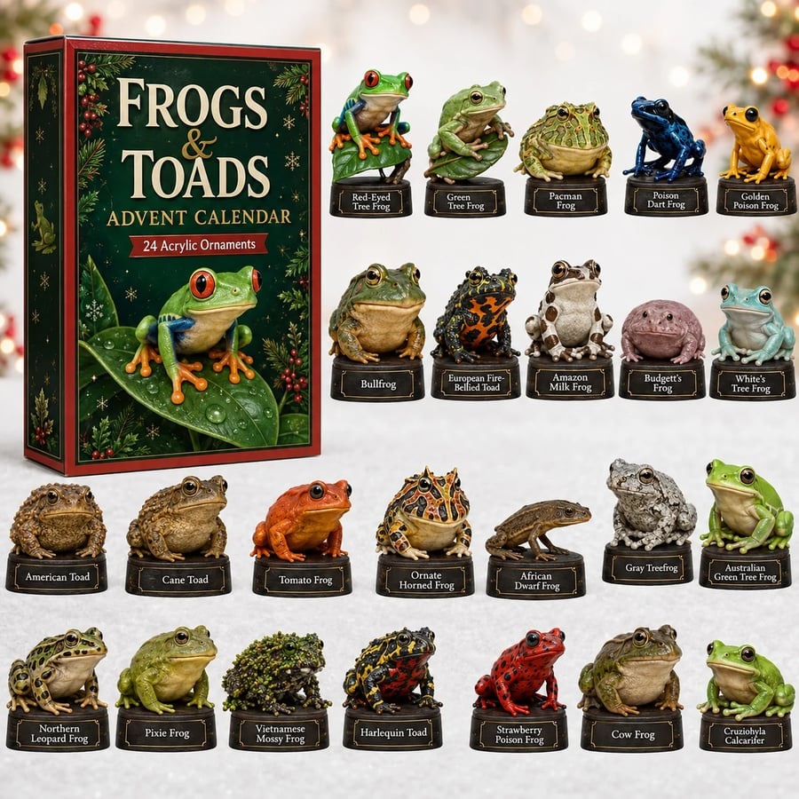 ⭐Frogs & Toads Advent Calendar 2026 - 24-Day Festive Countdown, Acrylic Charms Blind Box - Gift For Frogs Lovers
