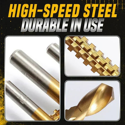 🛠️ ✨ Twist Drill Bit Set – Titanium-Coated, Serrated, Multi-Material 🔩