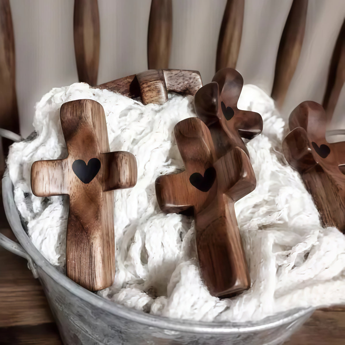 ✝️ Handcrafted Wooden Cross My Heart — 100% Handmade & Faithful Symbol
