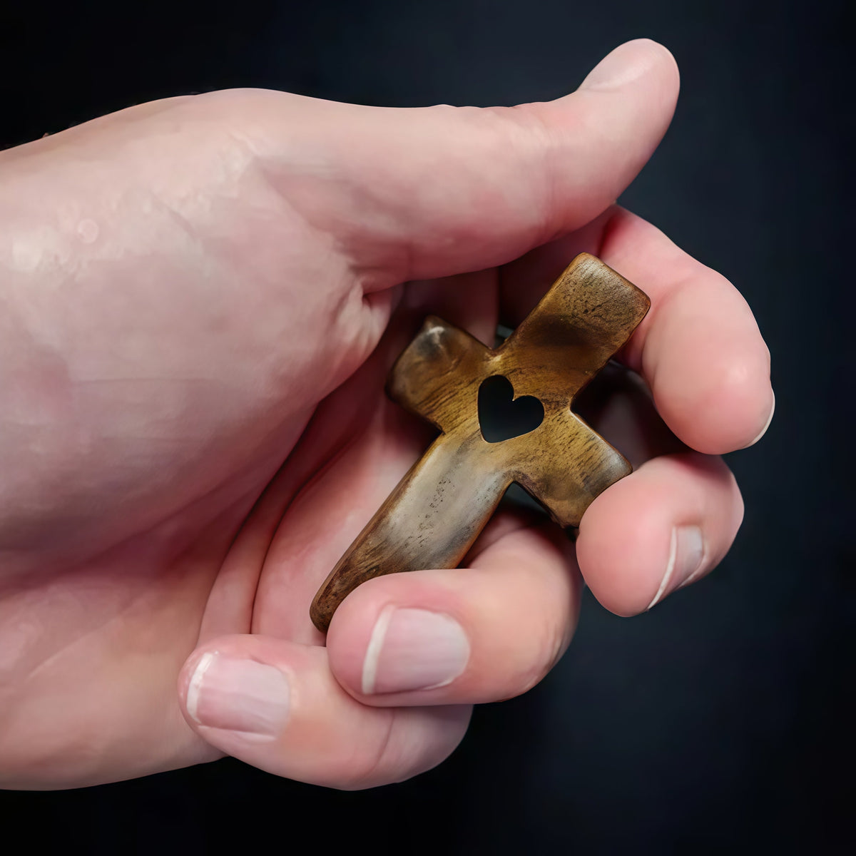 ✝️ Handcrafted Wooden Cross My Heart — 100% Handmade & Faithful Symbol