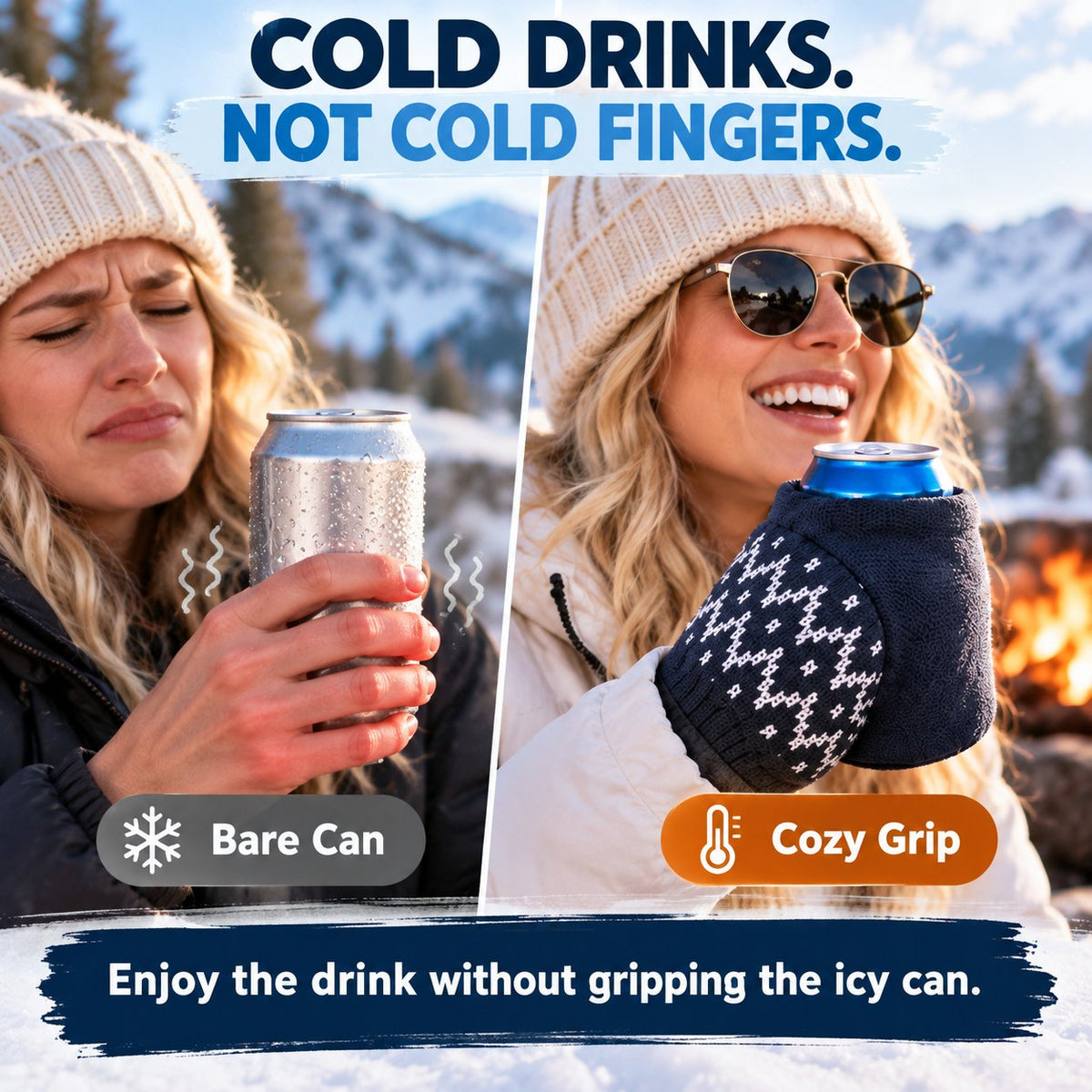 🍻Knitted, insulated beer can mittens – warm hands, cold drinks