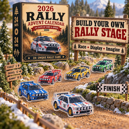 🏎️ Rally Christmas Advent Calendar 2026 – 24 days full of speed and excitement, 24 rally race cars to collect (2D models)