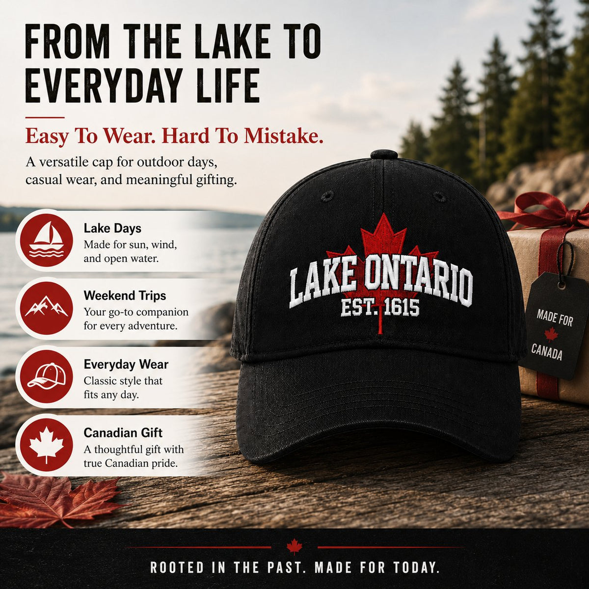 🍁Lake Ontario Forever – Heritage Embroidered Cap (🧢100% Cotton)