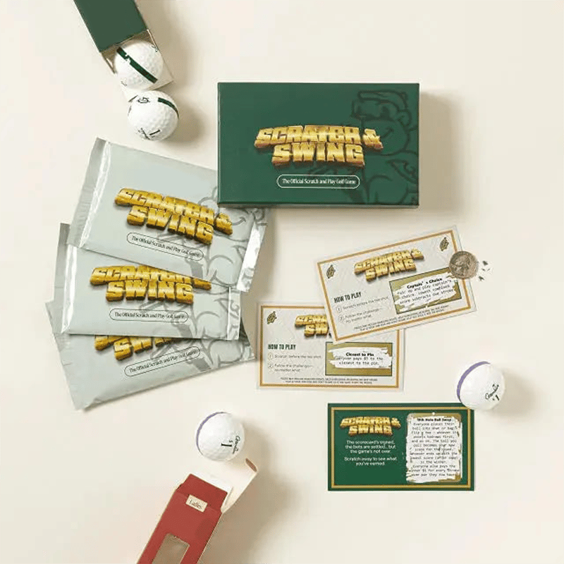 🏌🎁 Golf Scratch & Swing – Scratch-Off Golf Challenge Card Game | 3 Packs Included (57 Total Cards)