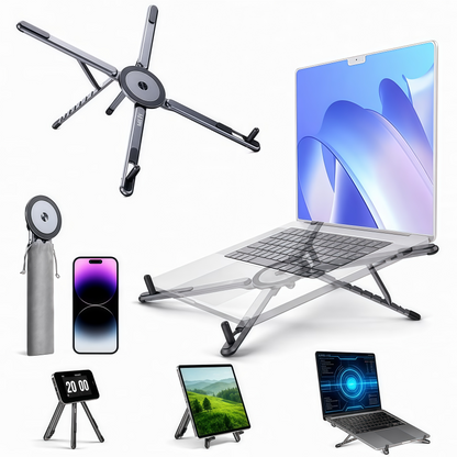 3-in-1 Foldable Laptop, Tablet & Magnetic Phone Stand