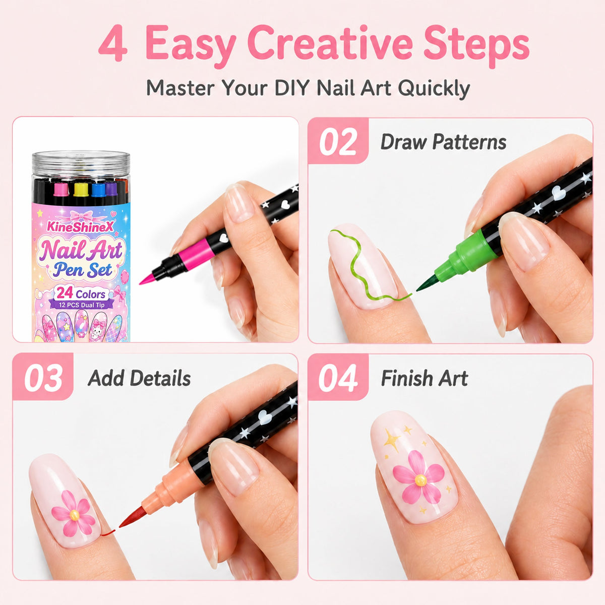 🎉Over 35k+ Sold!💅🎨24‑Colors Dual‑Ended Nail Art Pens‑DIY Manicure Drawing Set🎁