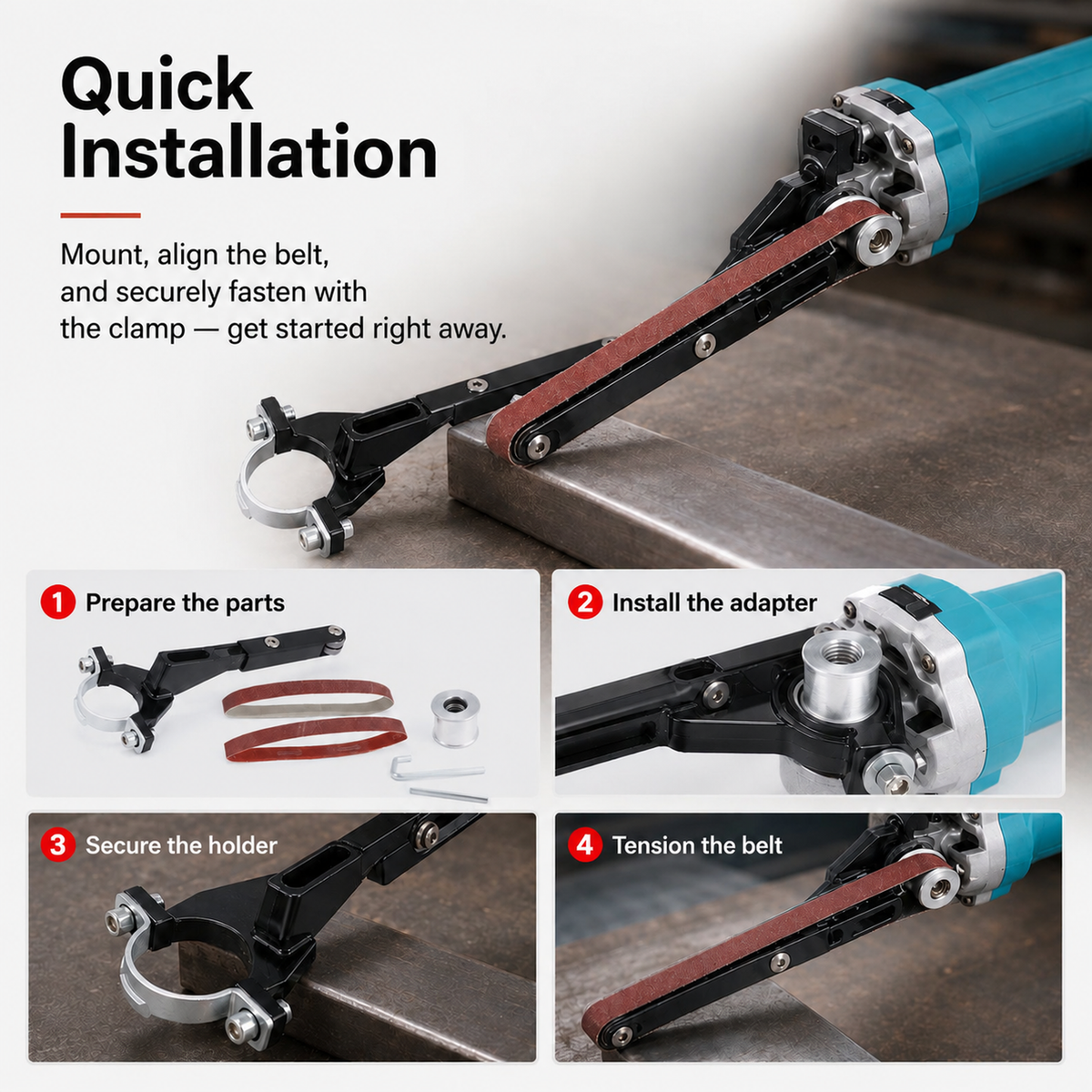 🔧 Angle Grinder to Belt Sander Adapter Set