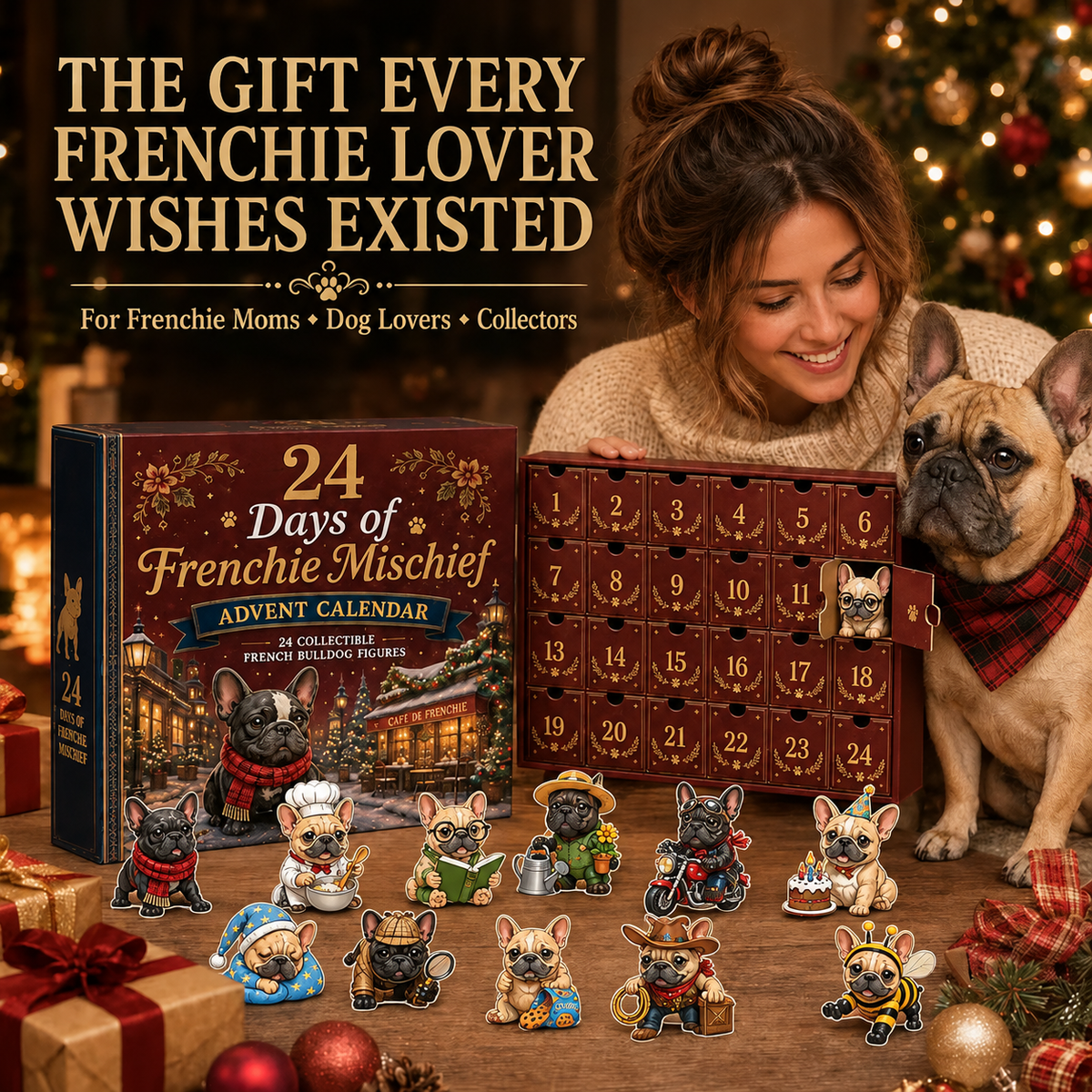 🐶 French Bulldog-Themed 24-Day Christmas Countdown Calendar | 24 unique, collectible Frenchie figurines—each with its own distinct pose and personality—delivering a festive surprise every day 🎄✨ Flat acrylic version