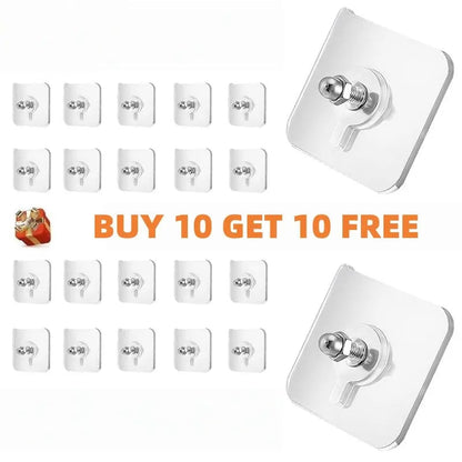 BUY 10 GET 10 FREE 20PCS Wall Mount Self-Adhesive Hooks Suitable for Bathroom and Kitchen Decoration