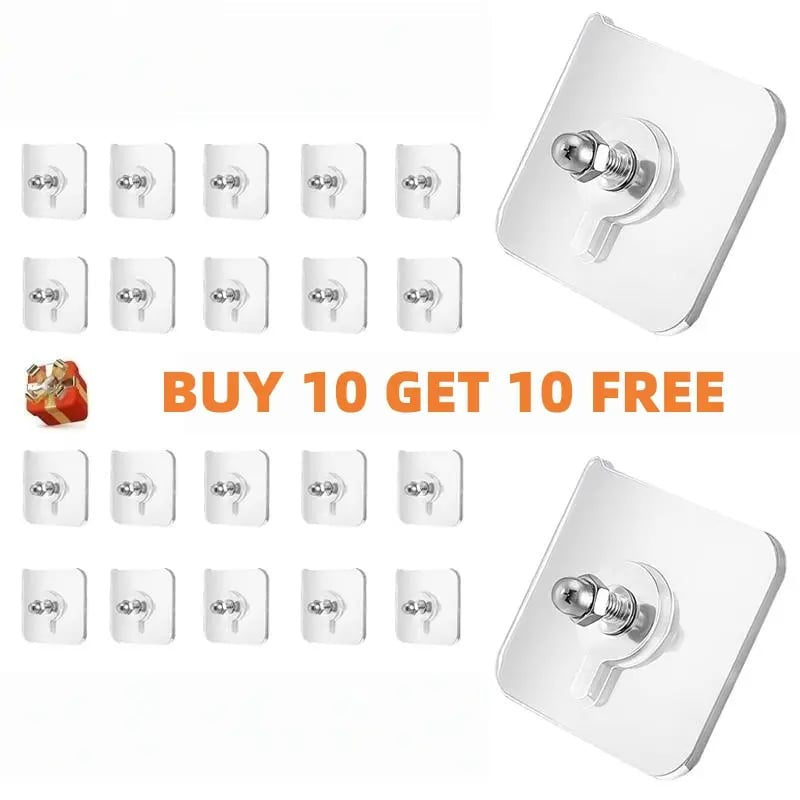BUY 10 GET 10 FREE 20PCS Wall Mount Self-Adhesive Hooks Suitable for Bathroom and Kitchen Decoration