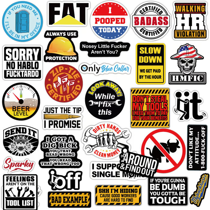 🔥2026 Summer Sale - 150Pcs Blue Collar Funny Stickers 👷‍♂️