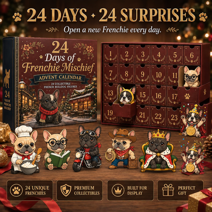 🐶 French Bulldog-Themed 24-Day Christmas Countdown Calendar | 24 unique, collectible Frenchie figurines—each with its own distinct pose and personality—delivering a festive surprise every day 🎄✨ Flat acrylic version