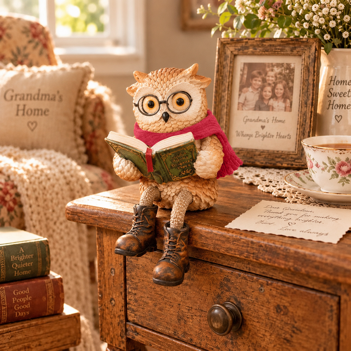🦉 Cute ornamental figure of a reading owl
