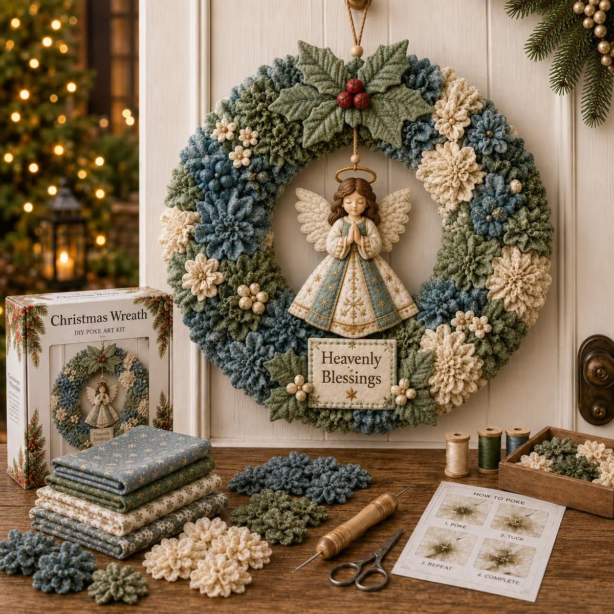 🎄 ✨ Make A Christmas Wreath You'll Be Proud To Display ❤️ 3D Fabric Poke DIY Kit With Tutorial & Guide Included