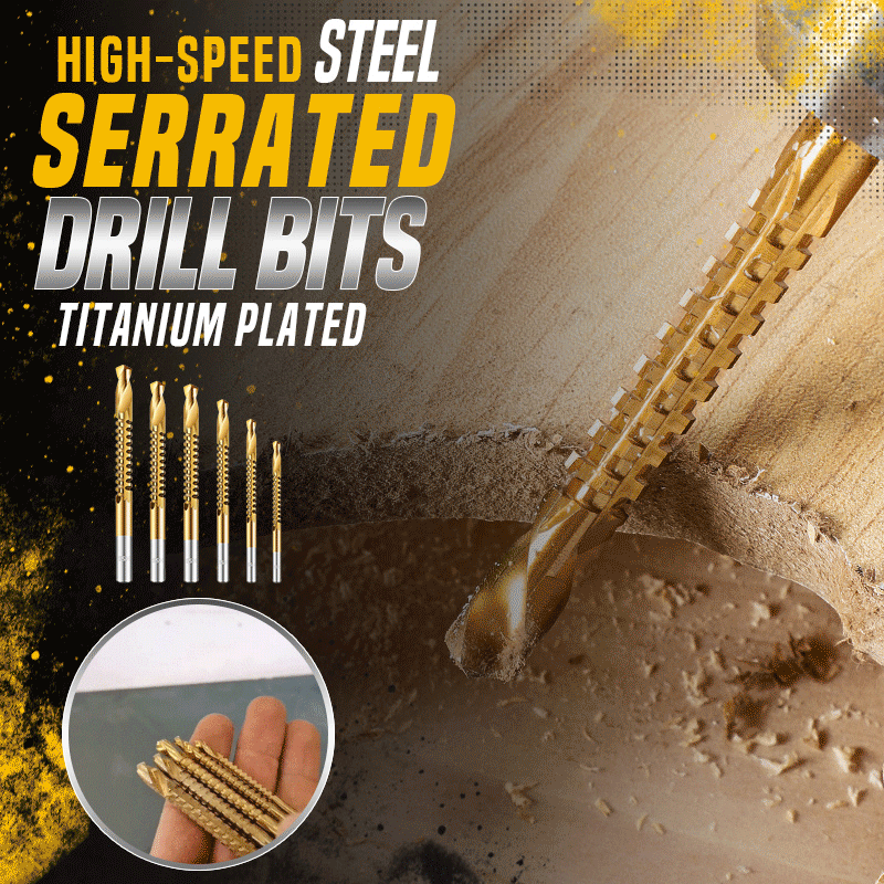 🛠️ ✨ Twist Drill Bit Set – Titanium-Coated, Serrated, Multi-Material 🔩